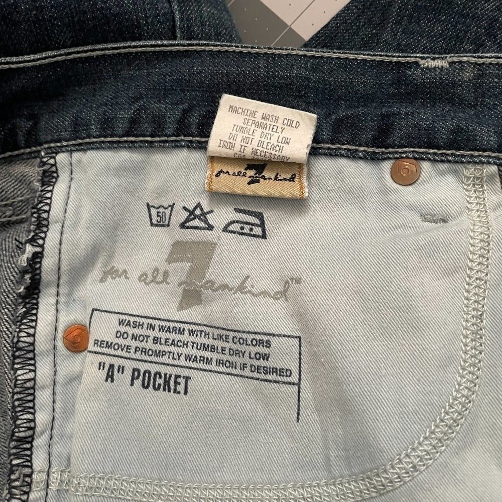 Vintage 7 For All Mankind‎ "A" Pocket Mens 36 Dark Wash Bootcut  Made USA - Picture 7 of 9